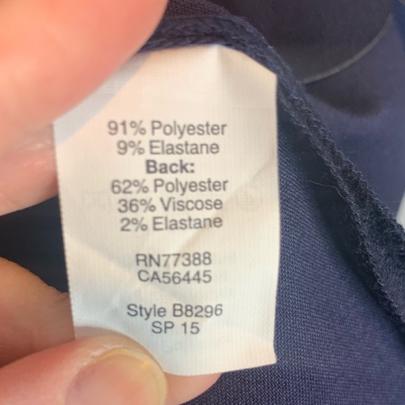 J. Crew Factory Navy Scalloped Shift Dress V- Back Style #B8296 - Picture 4 of 5